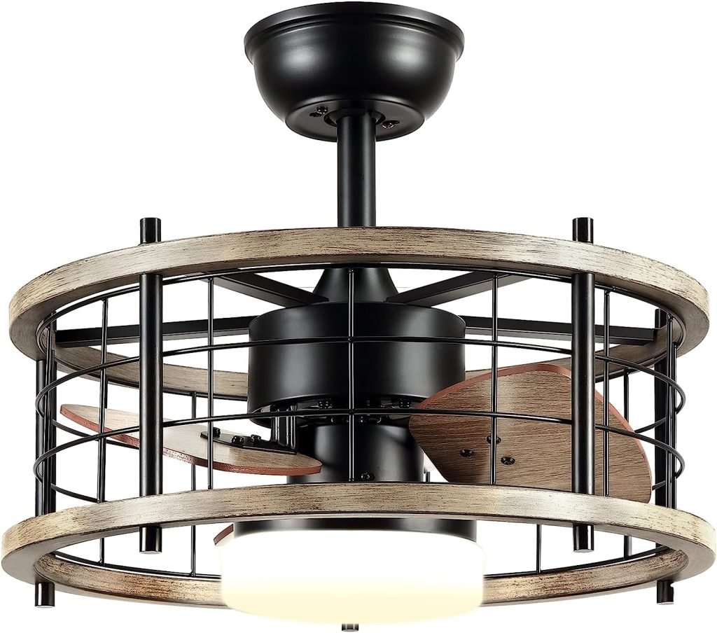 SHIHOT Smart Caged Dimmable Farmhouse Ceiling Fan